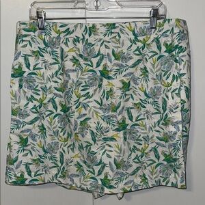 Ellen Tracy Linen Blend Skort Green Fern Print Women’s XL Extra Large